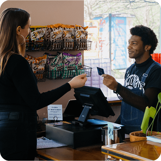 Student making card payment in university store