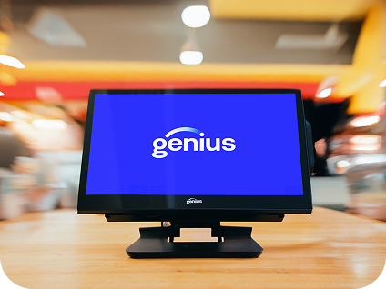 Countertop enterprise POS showing a point of sale screen with sample food order ticket
