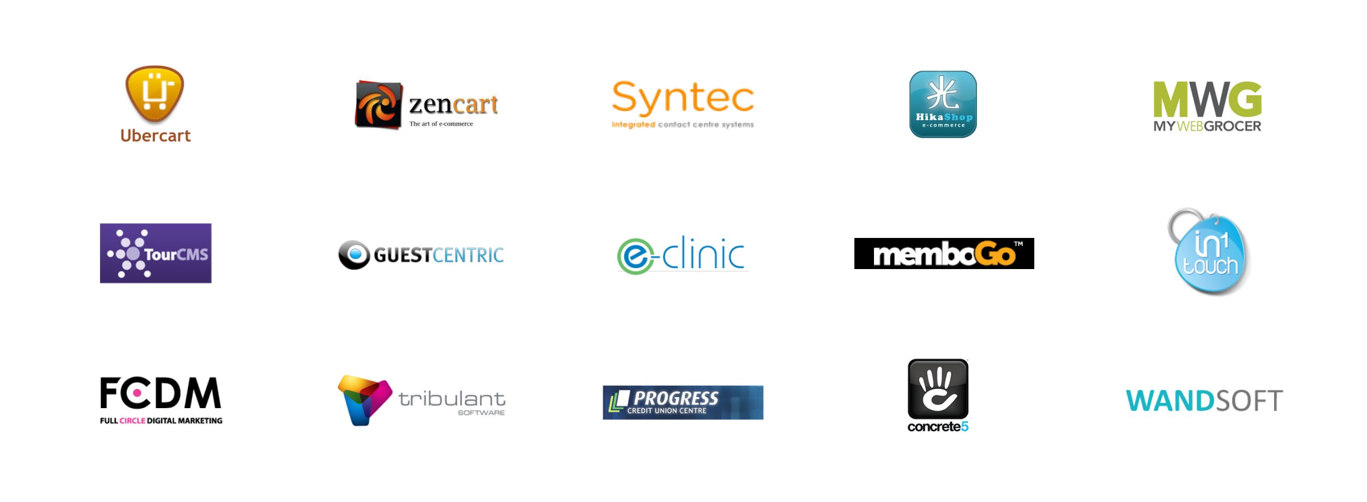 Various partner logos including Syntec, e-clinic and ubercart