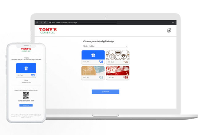 gift and loyalty cards on screen