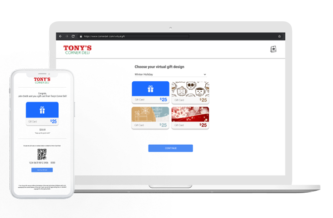 gift and loyalty cards on screen