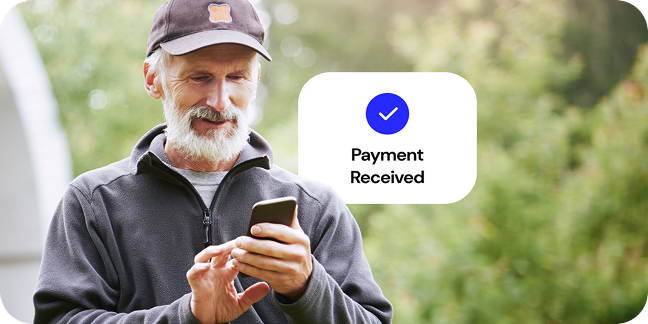 Service provider receives payment from customer on their phone.