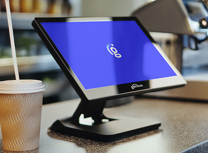 An order is being processed on a countertop point of sale (POS) system.