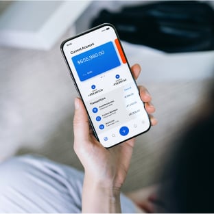 A user looks at the current account from a mobile phone.