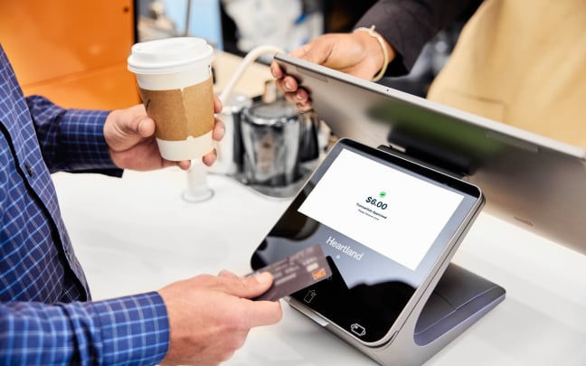 A credit card payment processing on a POS device 