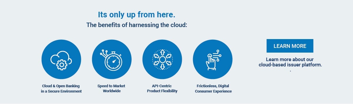 It's only up from here. The benefits of harnessing the cloud: Cloud & Open Banking in a Secure Environment; Speed to Market Worldwide; API-Centric Product Flexibility; Frictionless, Digital Customer Experience