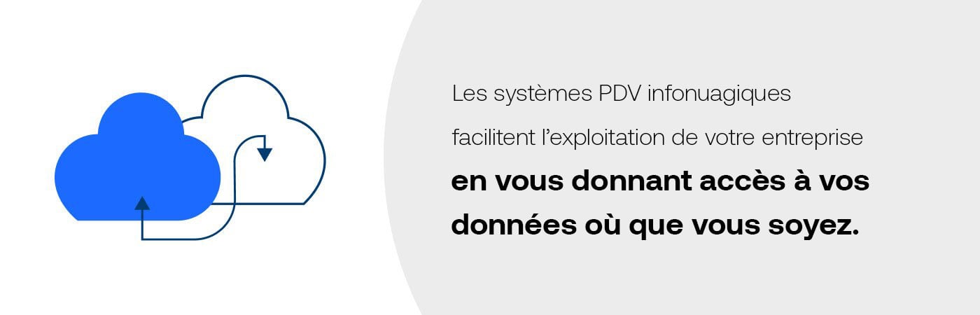 Les systèmes PDV infonuagiques facilitent l’exploitation de votre entreprise en vous donnant accès à vos données où que vous soyez.