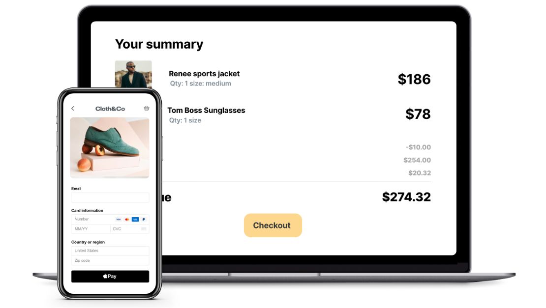 Heartland payment solutions UI on mobile and laptop
