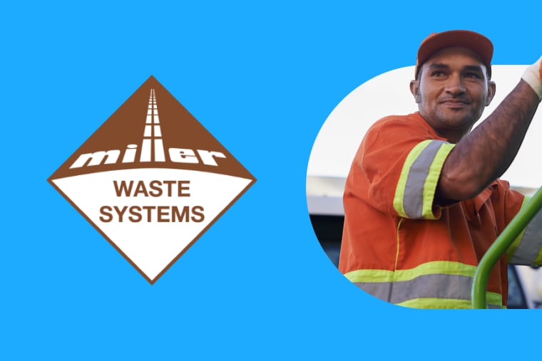 Image featuring logo and employee of Canadian waste-management and recycling company Miller Waste Systems