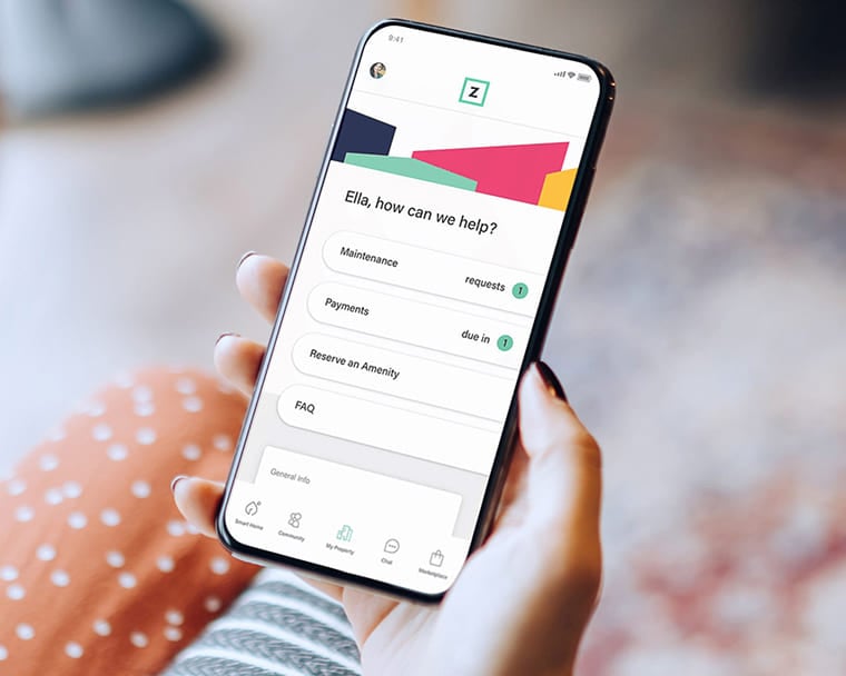 Close-up view of the Zego rent payment mobile app