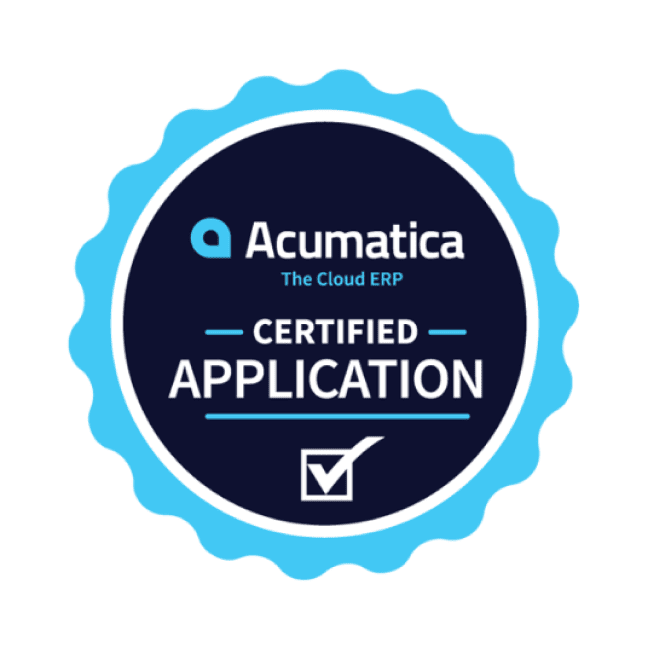 Acumatica Certified Application official certification badge logo.