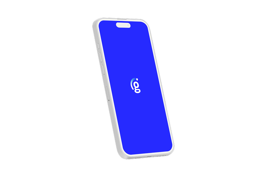 Genius handheld point of sale with a blue screen and Genius g logo