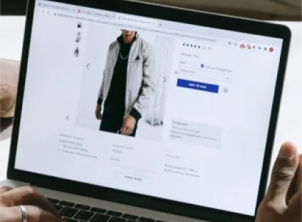E-commerce website product page open on a laptop screen.