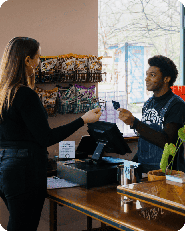 Student making card payment in university store