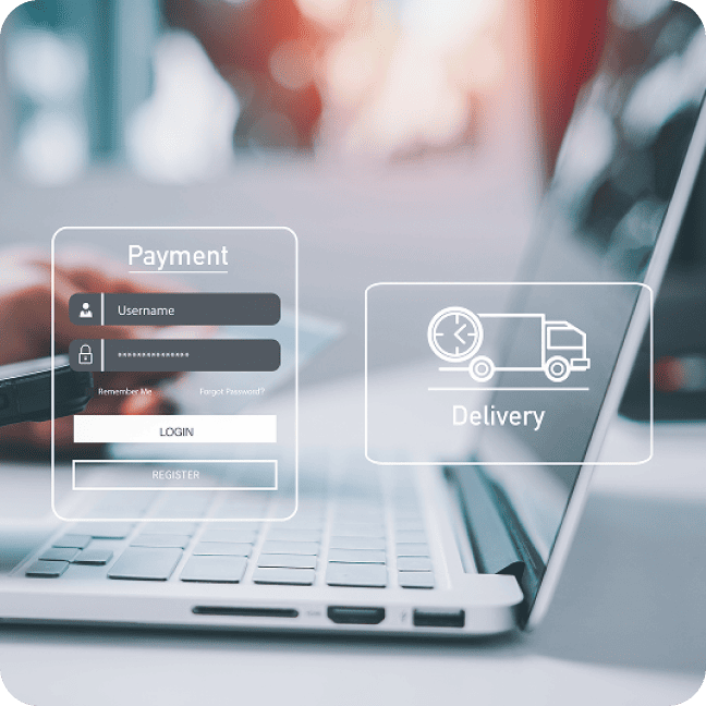 A customer makes an ecommerce card payment on a laptop.