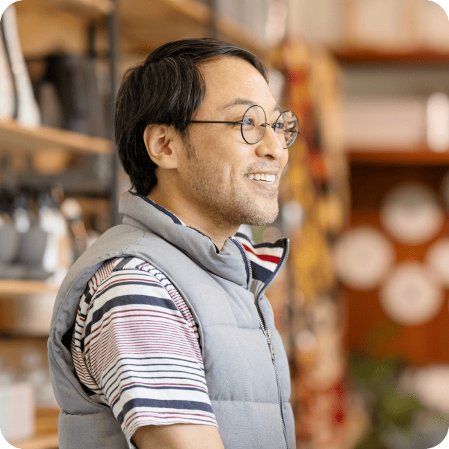 Smiling male customer in a small business gift shop