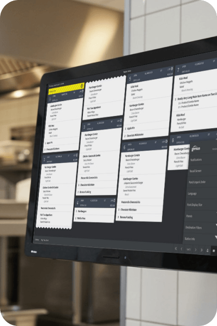 Écrans de point de vente dotés d'une technologie de gestion de cuisine.