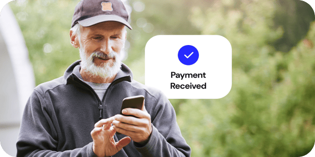 Service provider receives payment from customer on their phone.