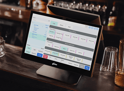 POS dashboard at bar counter