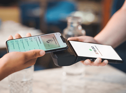 Customer making contactless payment