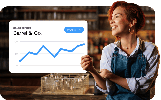 Bartender reviewing sales report