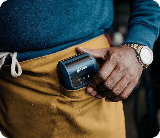 Portable payment terminal in apron