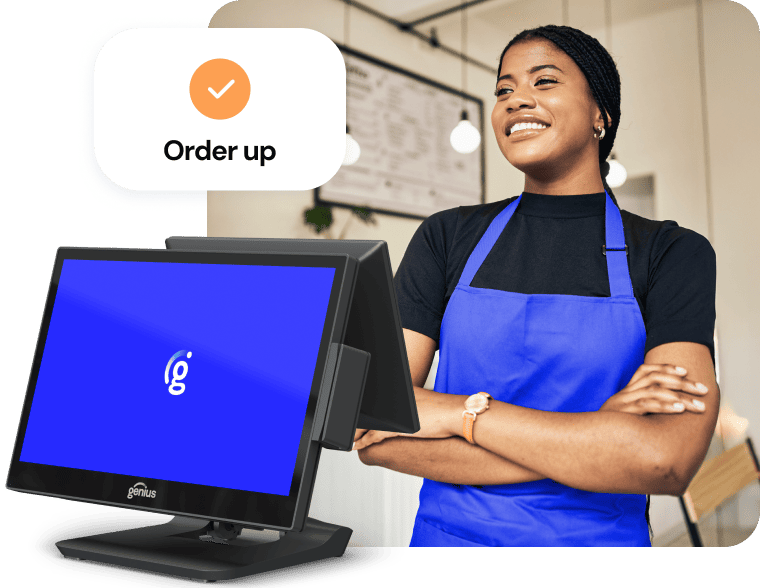 Counter service employee with POS