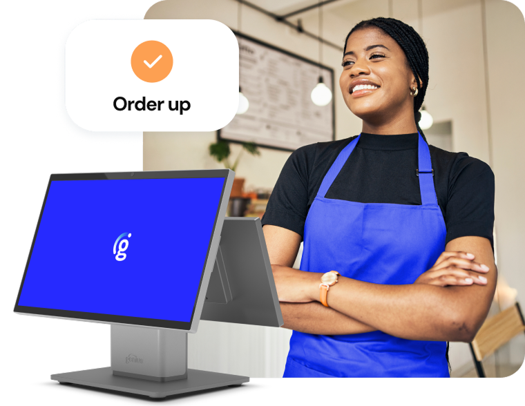 Counter service employee with POS