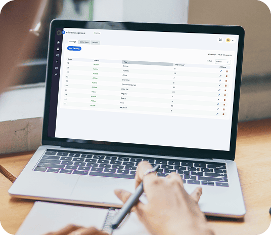 Employee management system on laptop