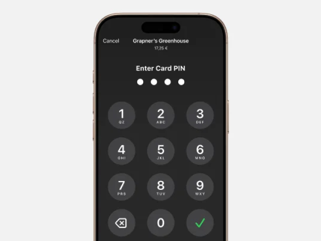 Close up of mobile phone with PIN code on the screen